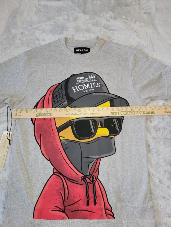 Reason Mens Large Gray Bart Simpson Homies Short Sleeve Graphic Print Tshirt - Picture 4 of 12